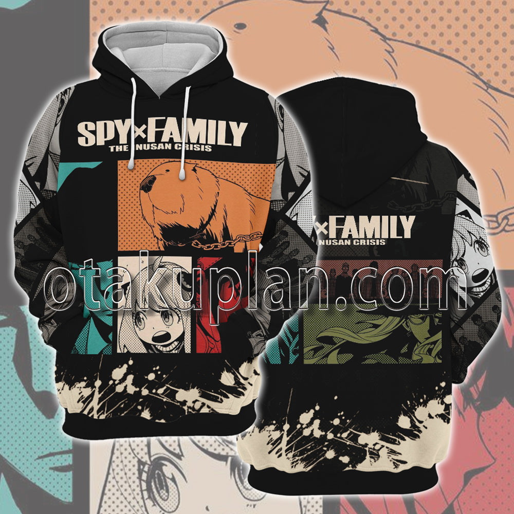 Spy x Family Black and Gray Panel Comic Hoodie