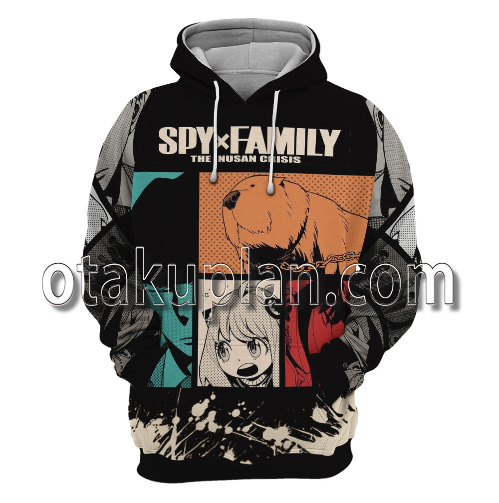 Spy x Family Black and Gray Panel Comic Hoodie