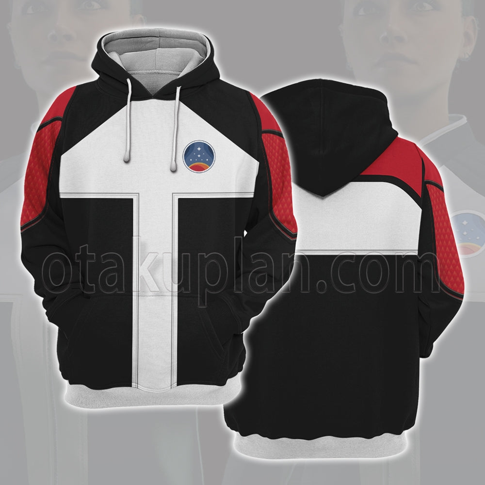 Starfield Chunks Service Uniform Black White Red Cosplay Hoodie