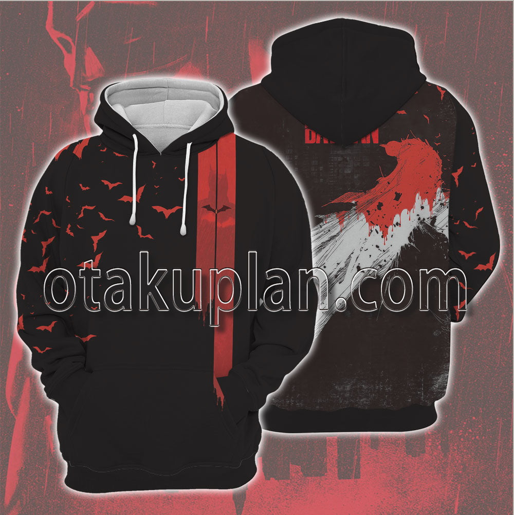The Batman 2022 Red Bats Pattern Cosplay Hoodie