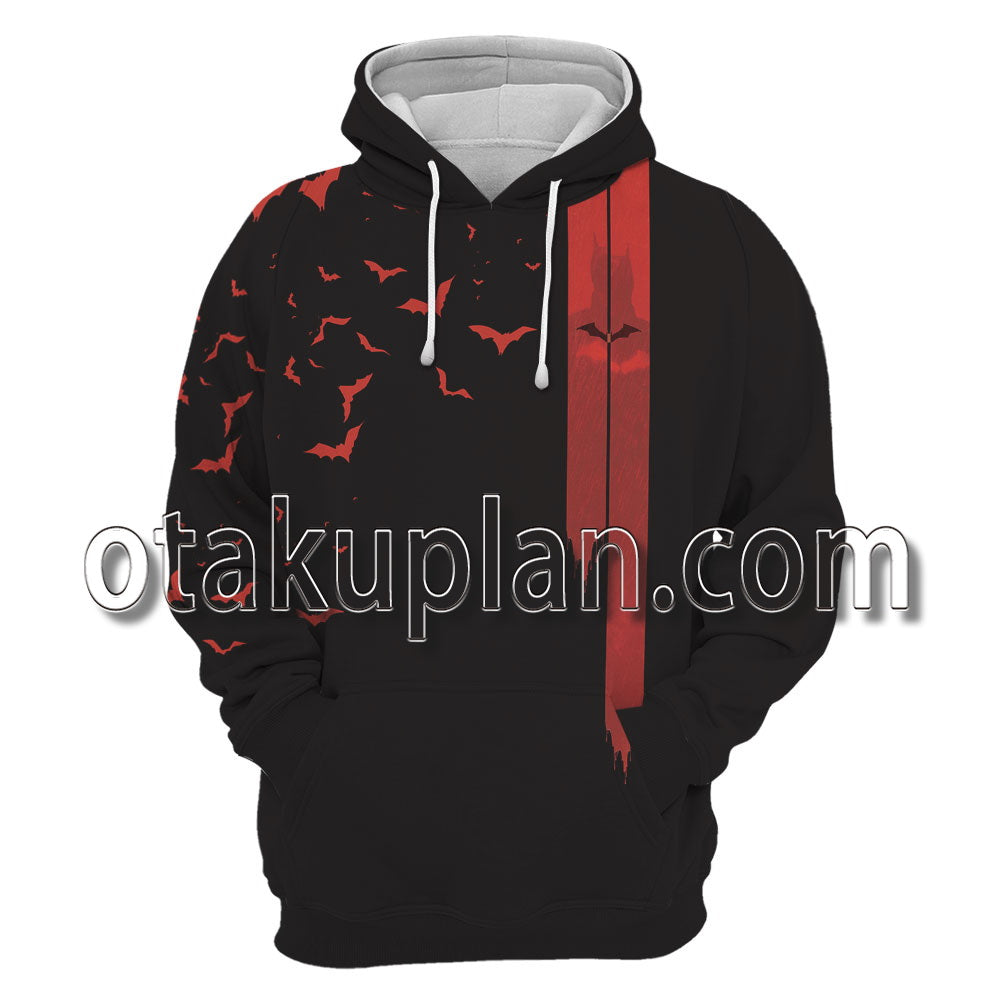 The Batman 2022 Red Bats Pattern Cosplay Hoodie