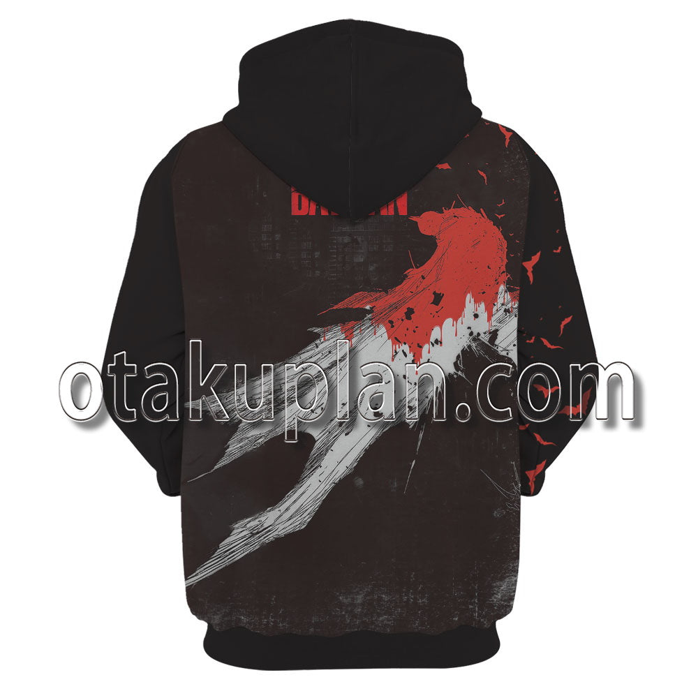 The Batman 2022 Red Bats Pattern Cosplay Hoodie